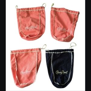 Crown Royal Coral and Black Drawstring Bags